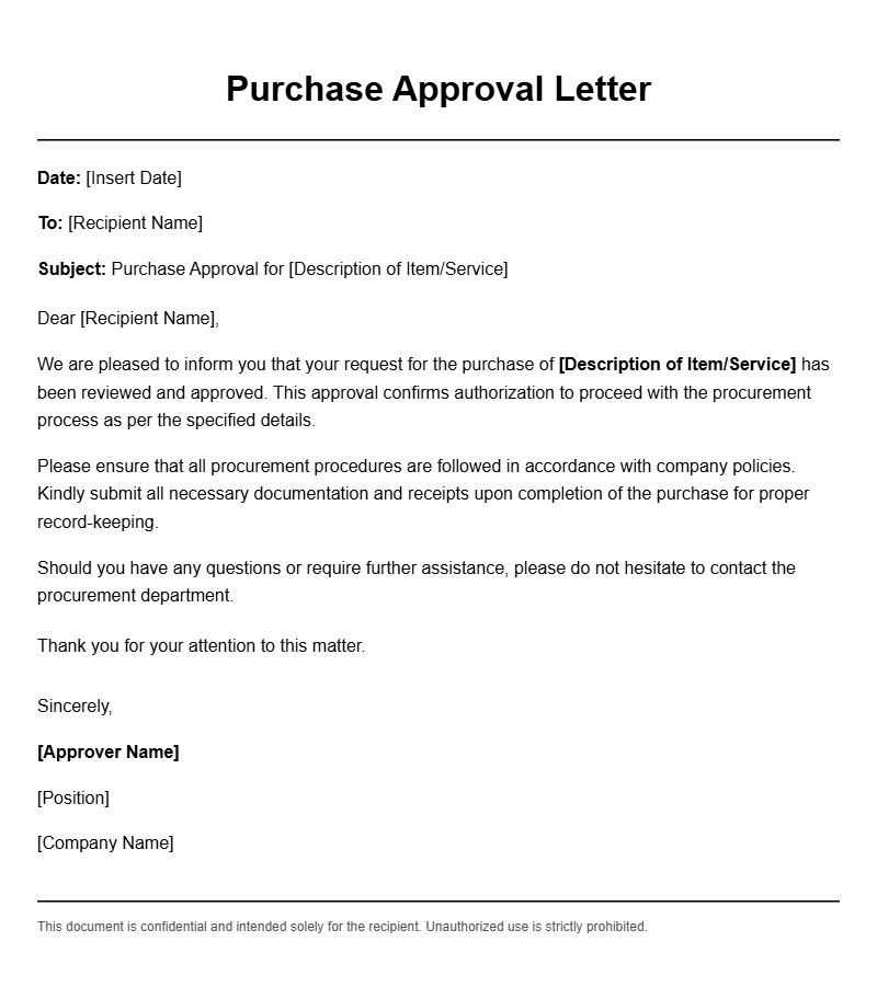 Purchase Approval Letter Templates for Business Use