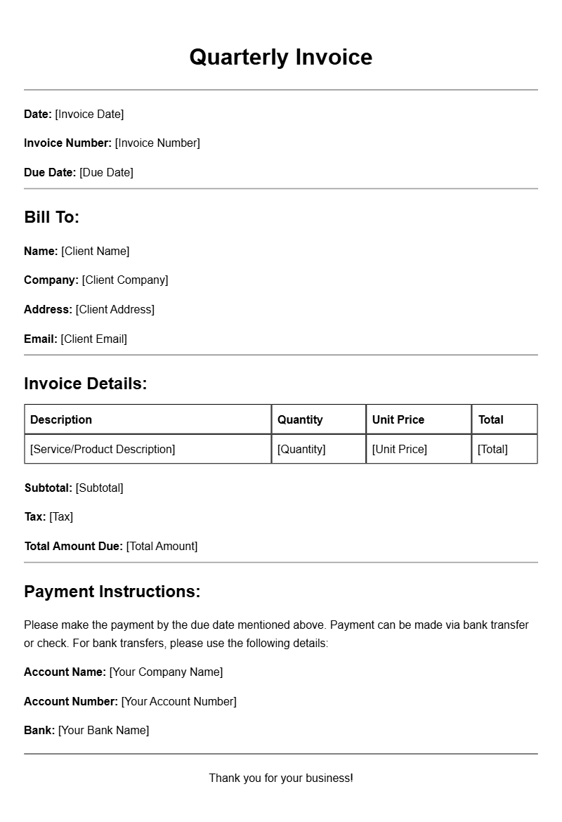 Effective Quarterly Invoice Templates for Your Business