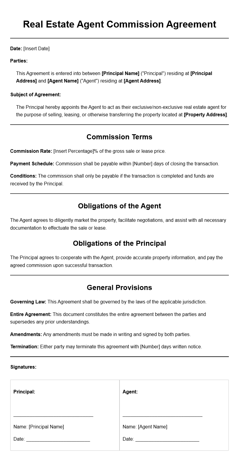 Real Estate Agent Commission Agreement Templates