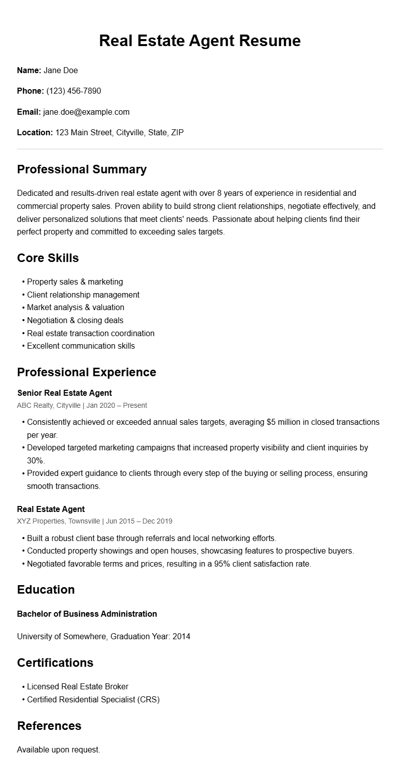 Real Estate Agent Resume Samples to Land Your Next Opportunity