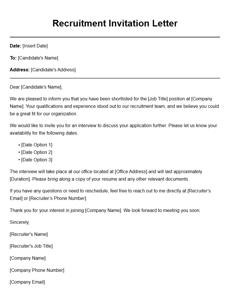 Effective Recruiter to Candidate Letter Templates