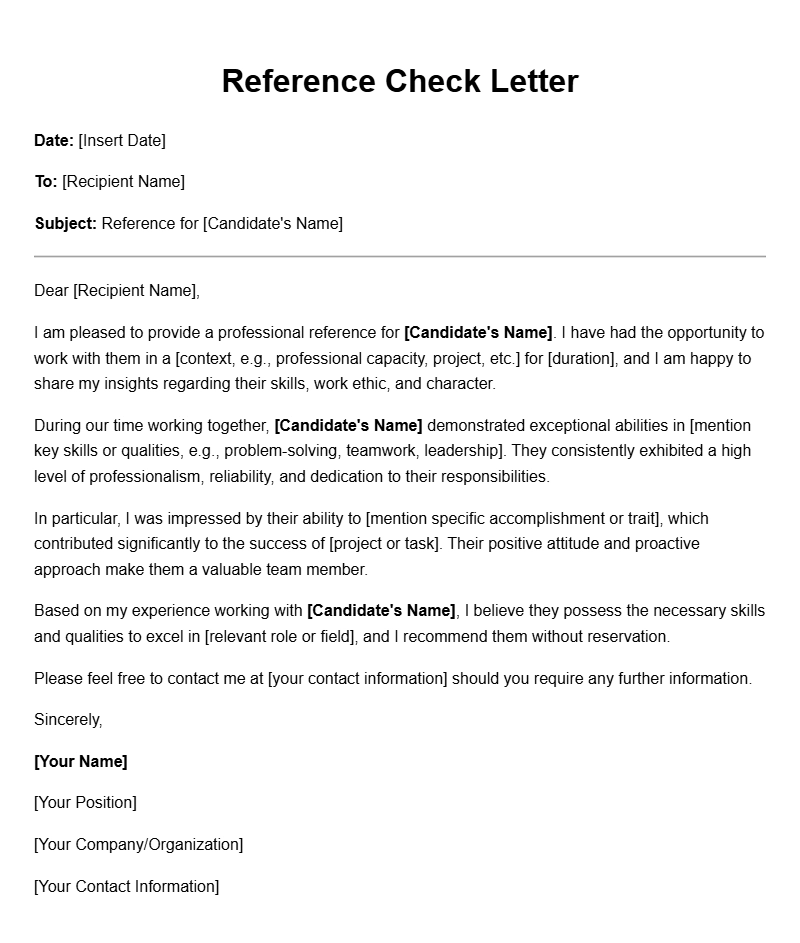 Effective Reference Check Letter Templates for Employers
