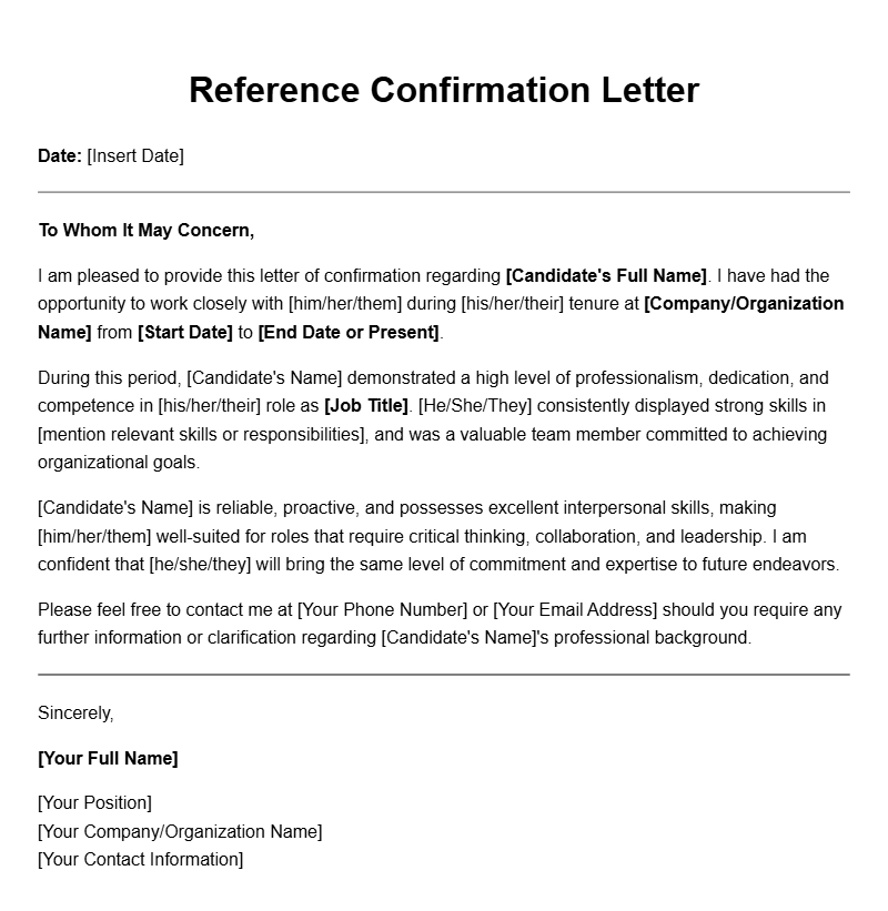 Effective Reference Confirmation Letter Templates for Professionals