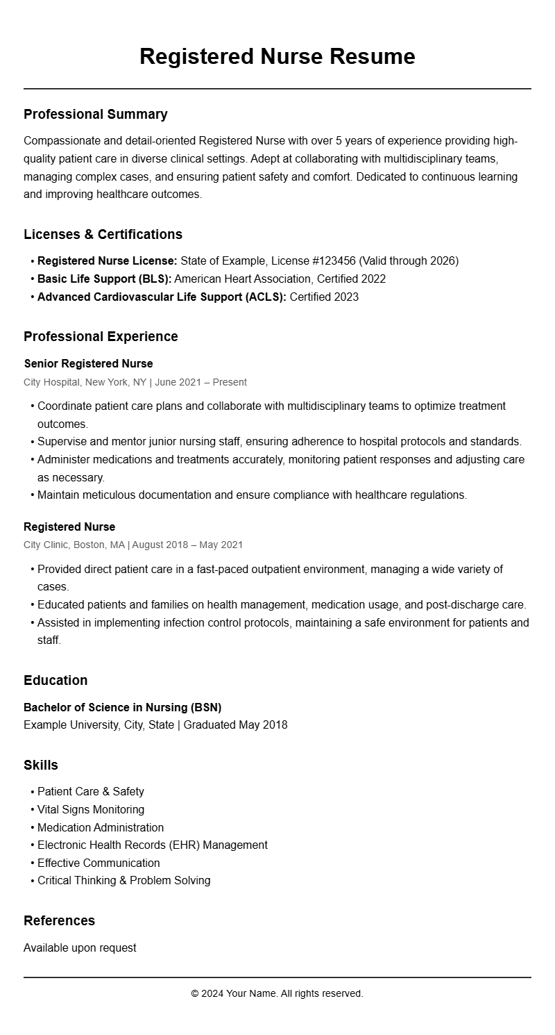 Best Registered Nurse Resume Templates for Healthcare Careers