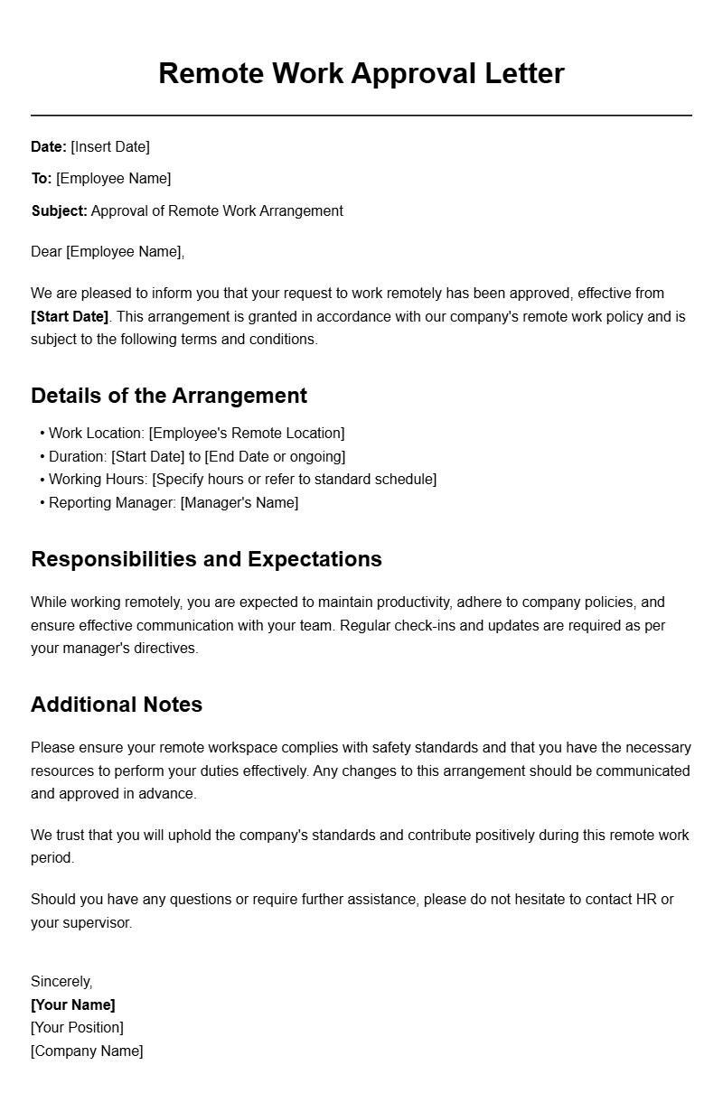 Professional Remote Work Approval Letter Templates