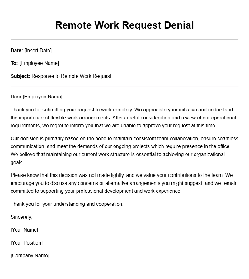 Sample Remote Work Denial Letters for Employers and Employees