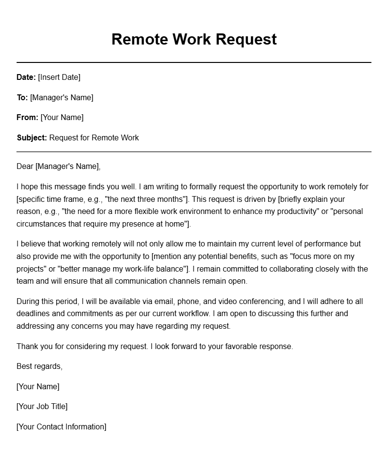 Remote Work Request Letter Templates for Your Needs