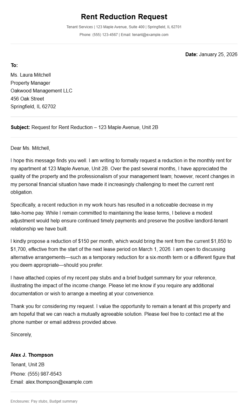 Rent Reduction Request Letter Samples and Tips