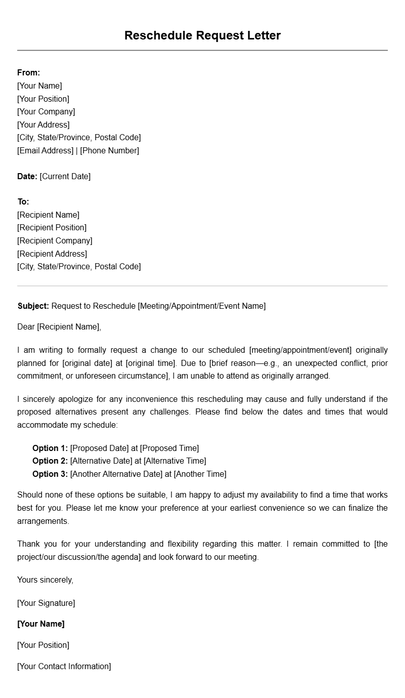 Templates for Reschedule Request Letters