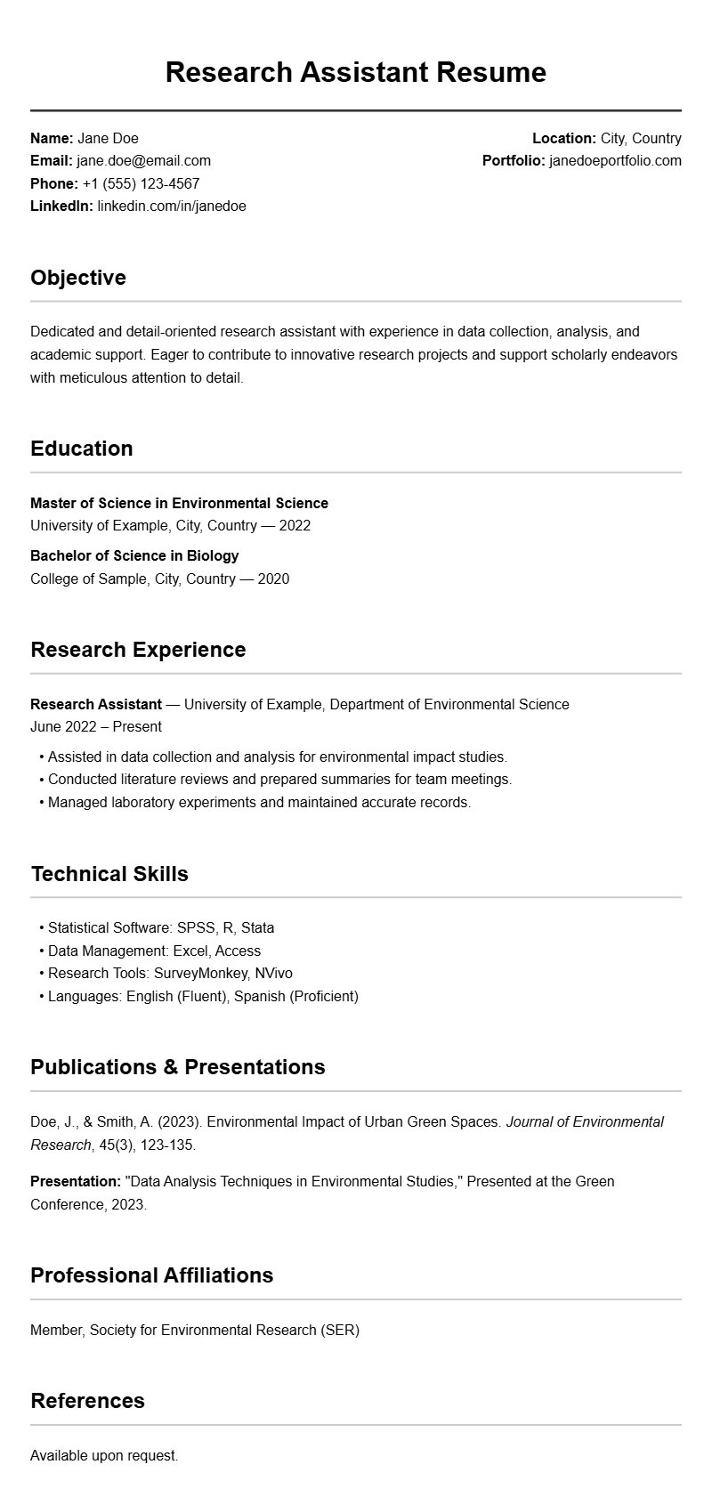 Best Research Assistant Resume Templates for Your Job Search