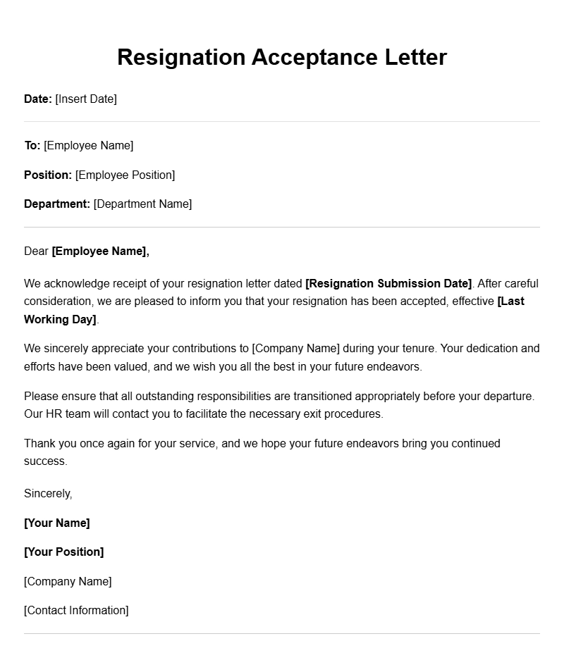 Effective Resignation Acceptance Letter Templates