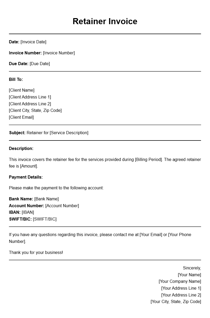 Retainer Invoice Templates for Efficient Billing