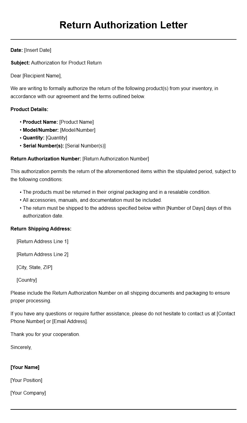 Return Authorization Letter Templates for Easy Returns