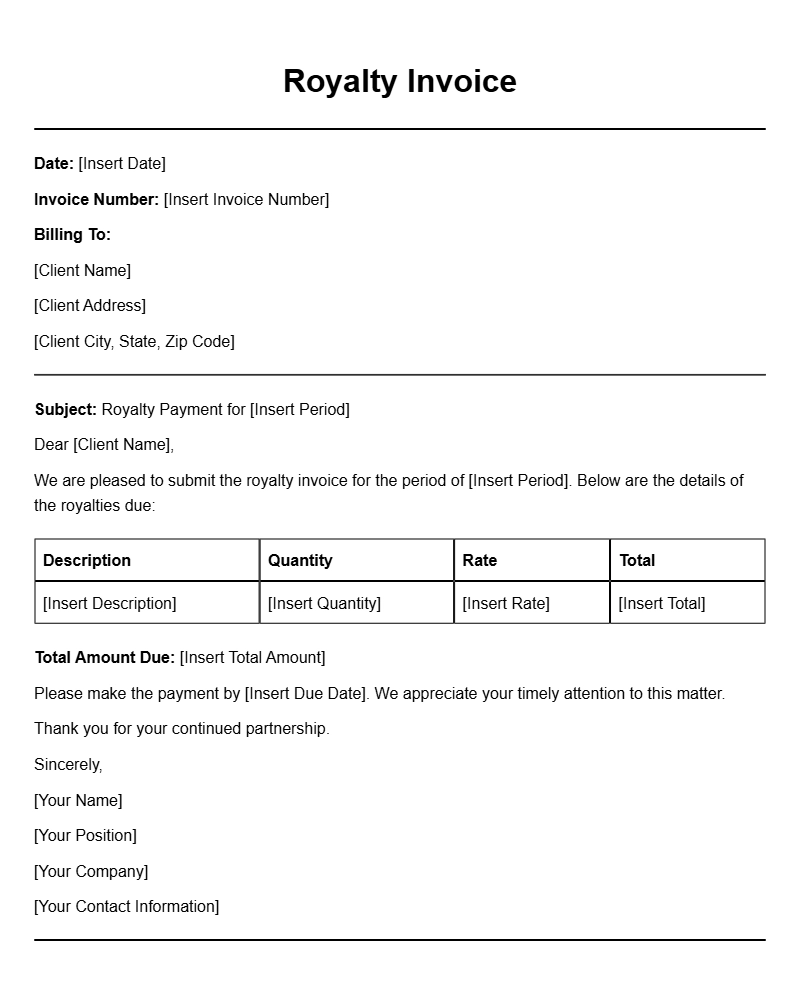 Royalty Invoice Templates for Streamlined Billing