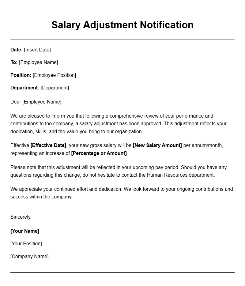 Effective Salary Adjustment Letter Templates for Your Needs