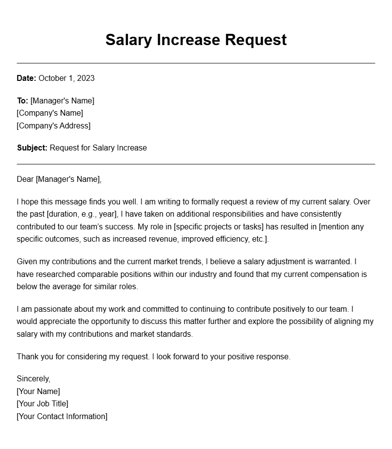 Salary Increase Request Letter Samples for Your Reference