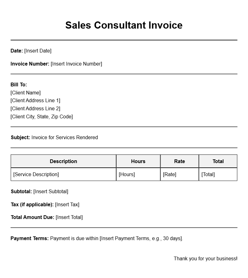 Sales Consultant Invoice Templates for Easy Billing