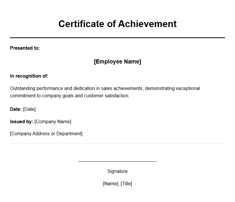 Sales Employee Certificate Samples for Professional Recognition
