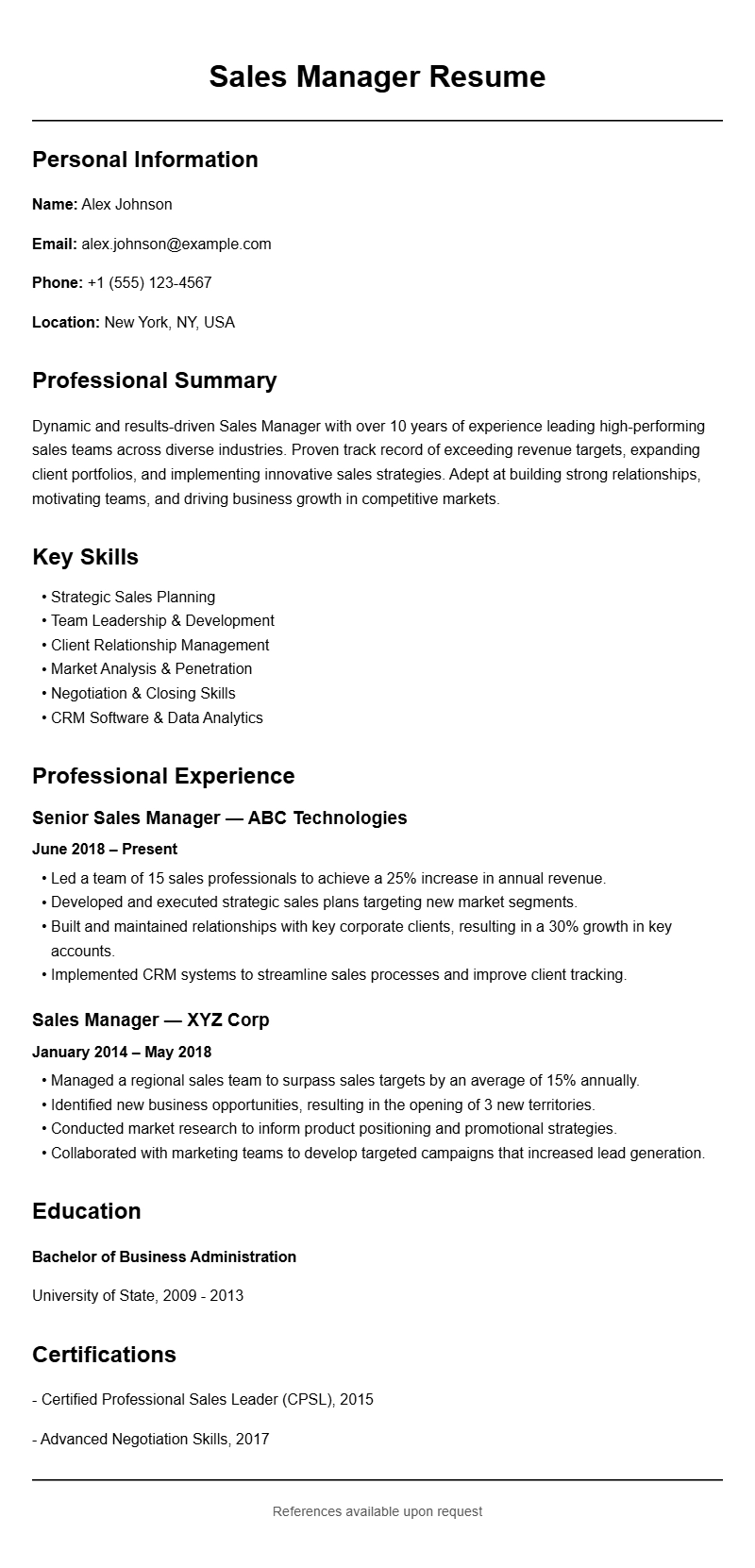 Sales Manager Resume Samples to Showcase Your Skills