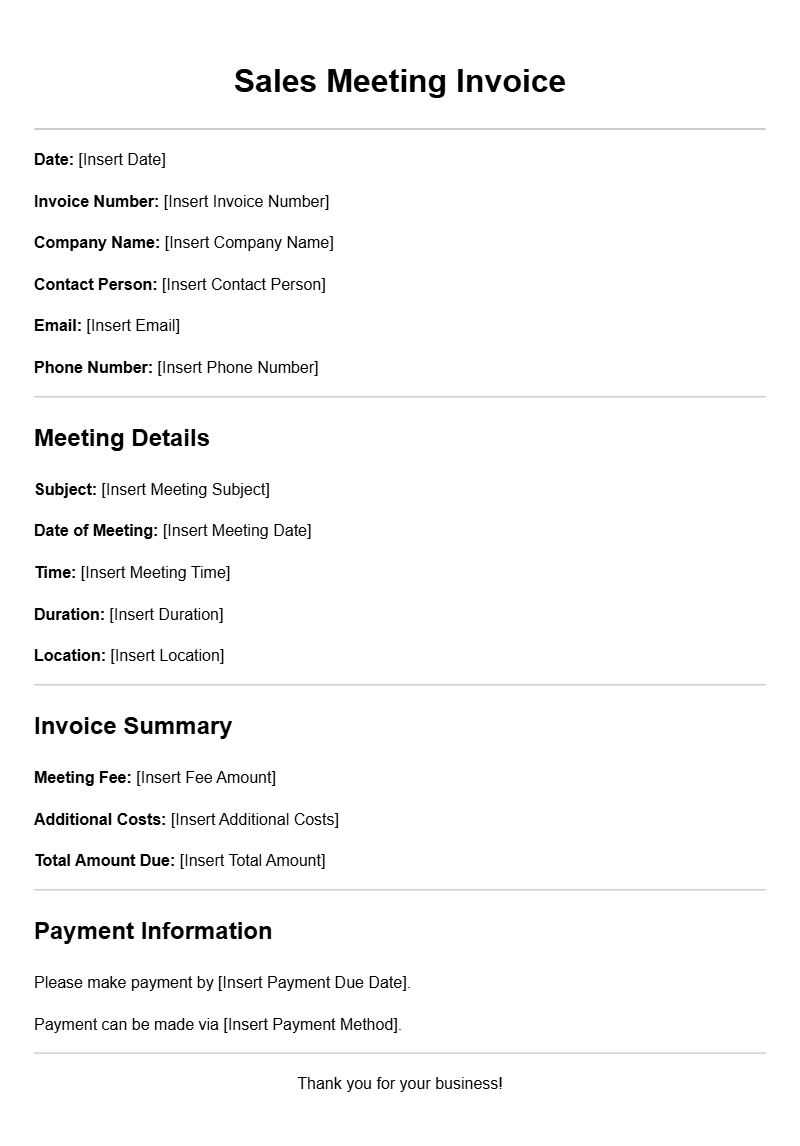 Sales Meeting Invoice Templates for Your Business Needs