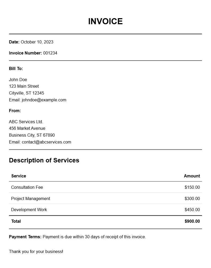 Same Day Invoice Samples for Fast Billing Solutions
