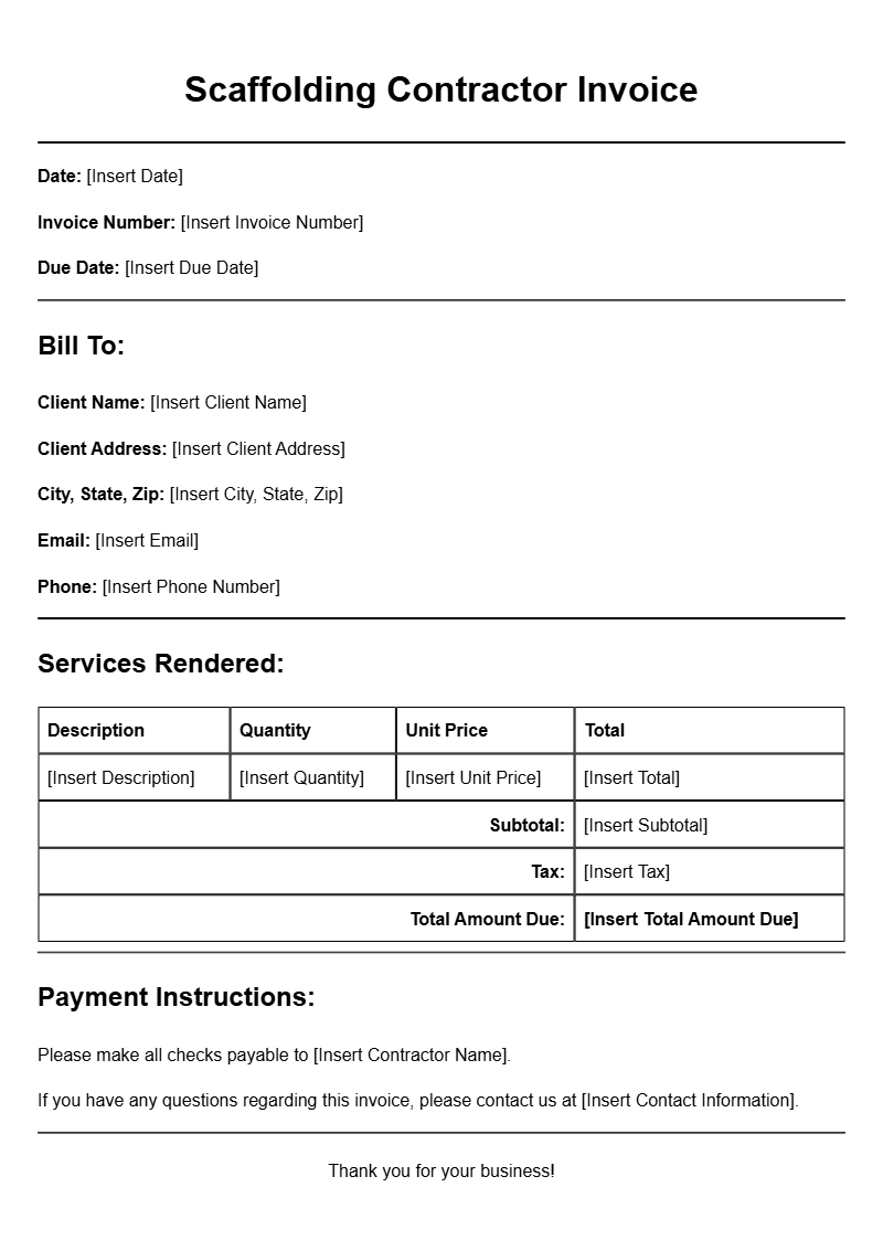 Scaffolding Contractor Invoice Templates for Easy Billing