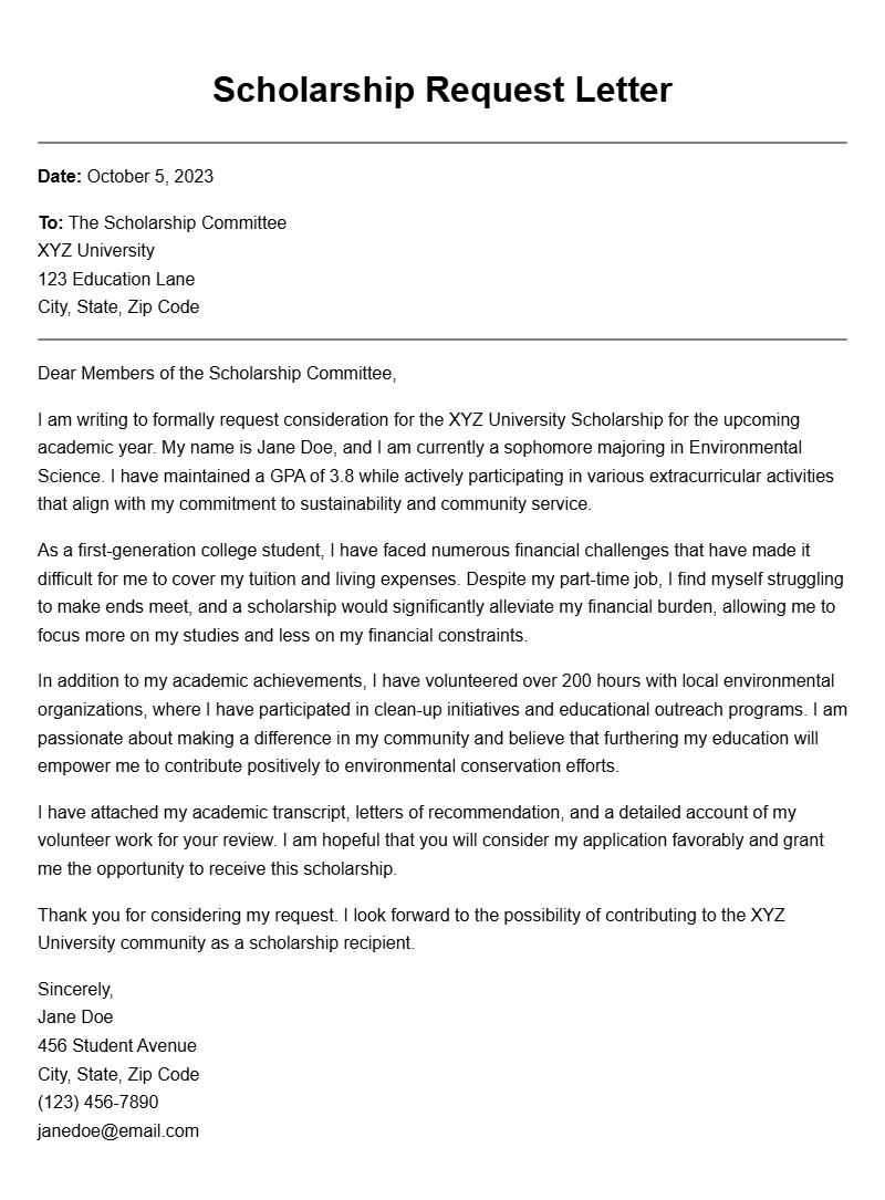 Scholarship Request Letter Samples for Students