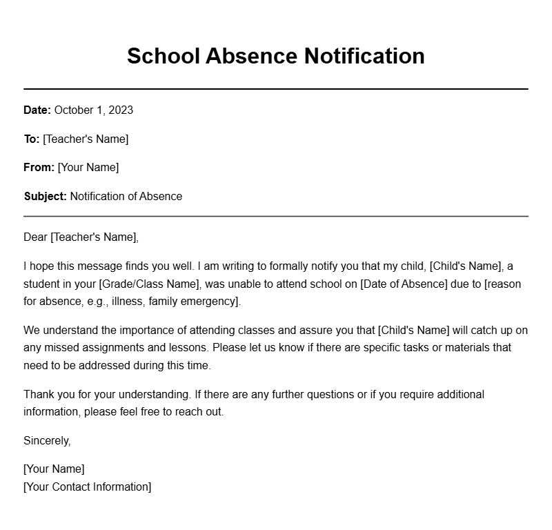 School Absence Letter Samples for Parents and Students