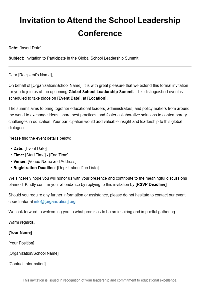 Download Free School Leadership Invitation Letter Templates