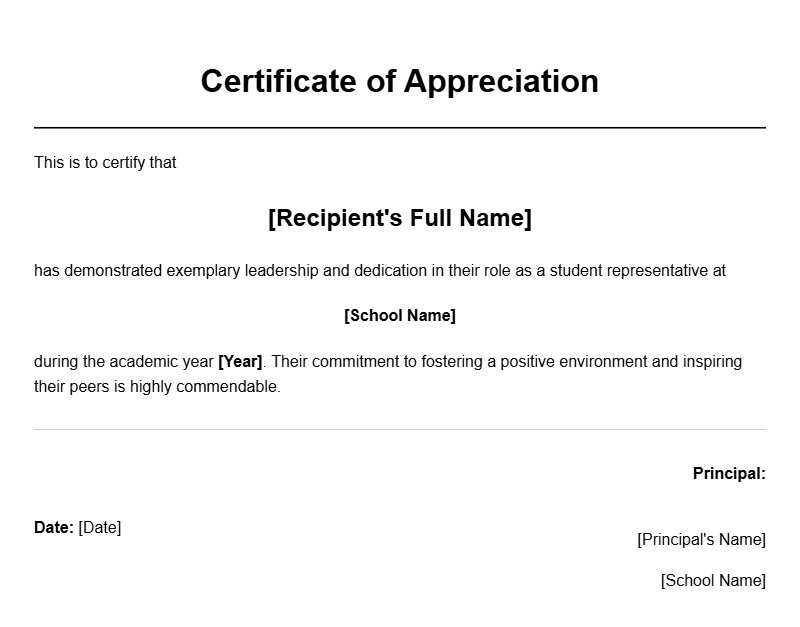 School Principal Certificate Templates for Professional Recognition