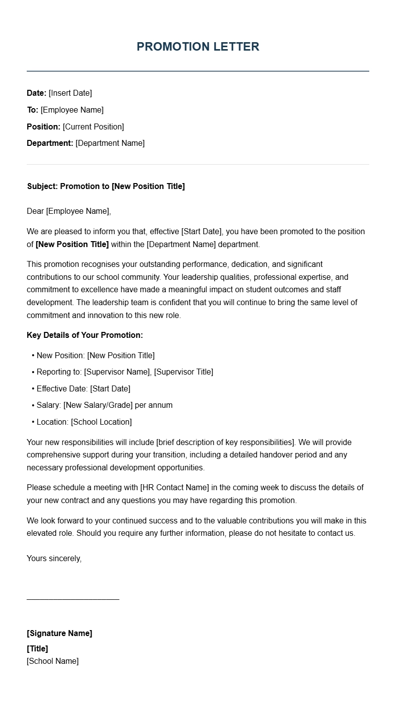 School Promotion Letter Templates
