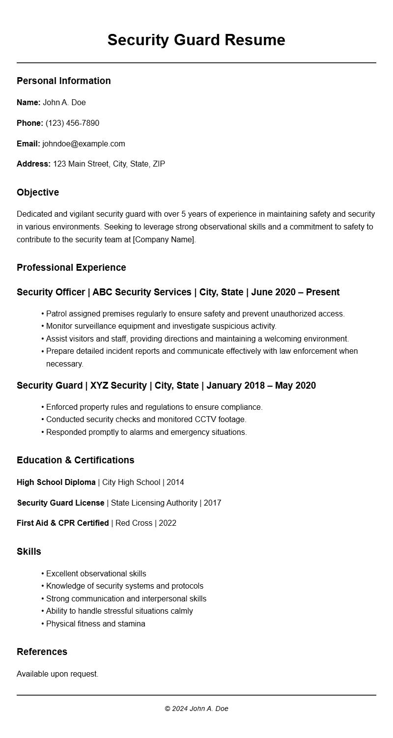 Best Security Guard Resume Templates for a Strong Application