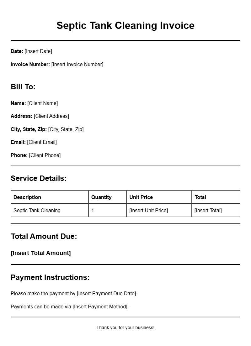 Septic Tank Cleaning Invoice Templates for Your Business