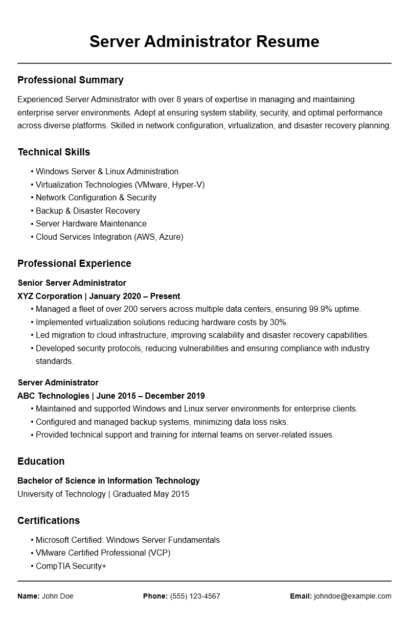 Best Server Resume Templates to Impress Employers