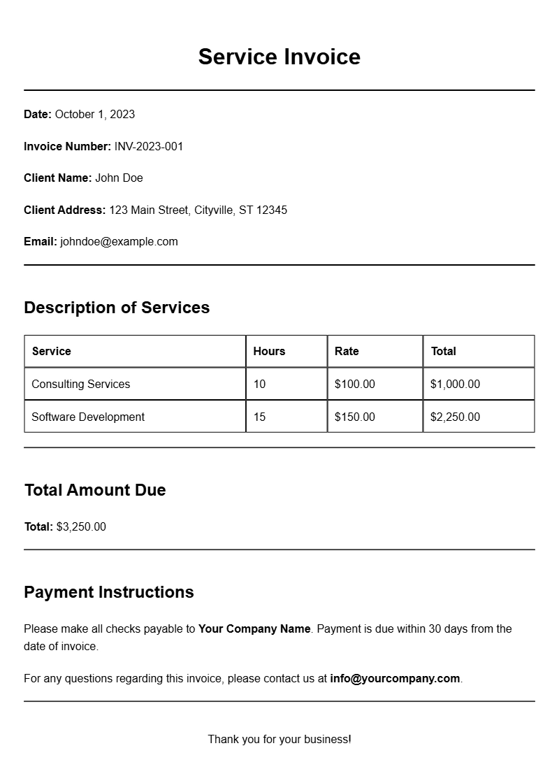 Service Call Invoice Samples for Easy Billing Solutions