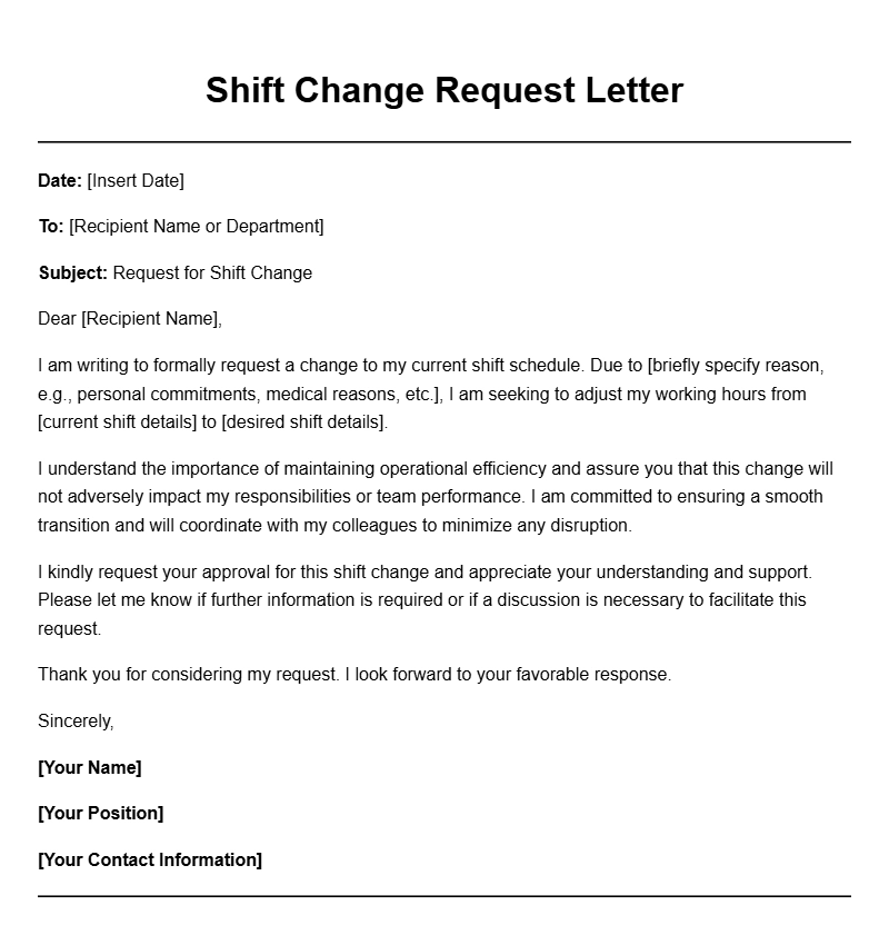 Shift Change Request Letter Templates for Employees