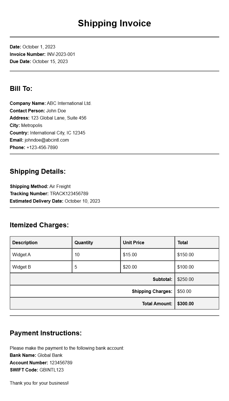 Shipping Invoice Templates for Your Business Needs