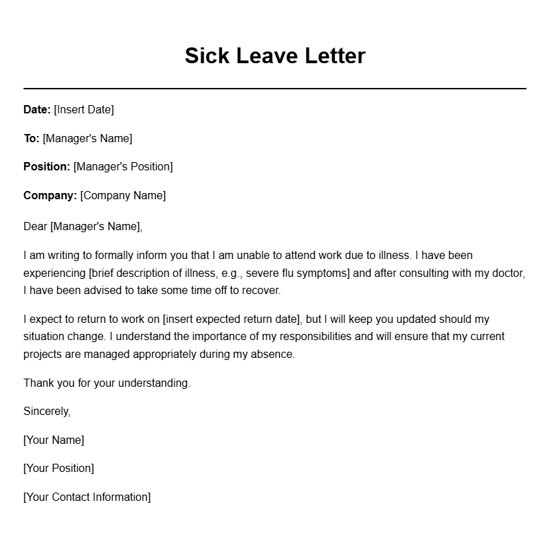 Sick Leave Letter Templates for Easy Communication