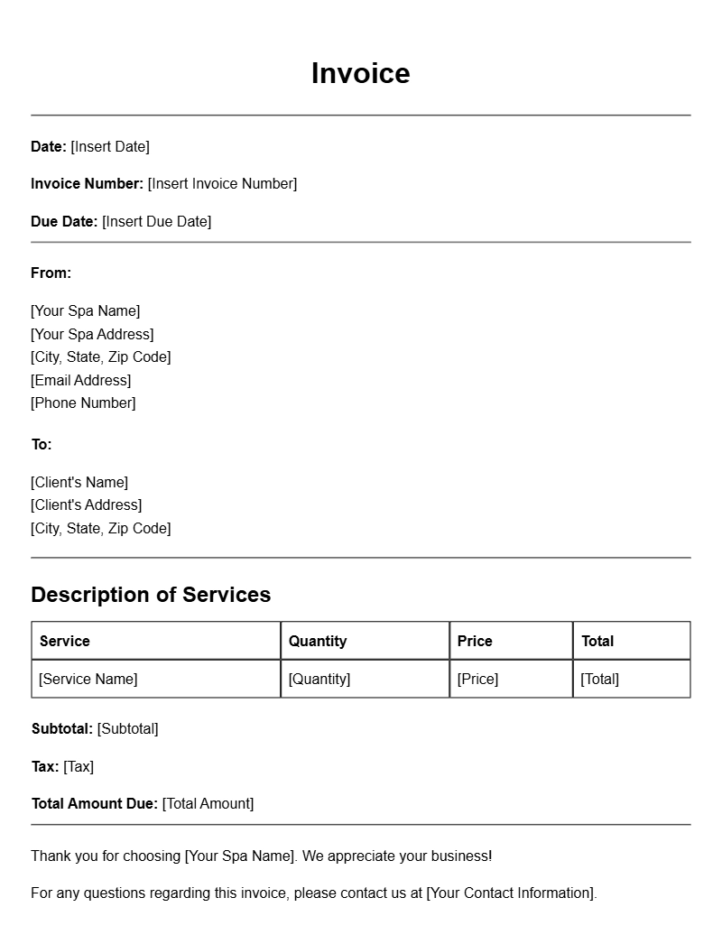 Essential Spa Owner Invoice Templates for Your Business