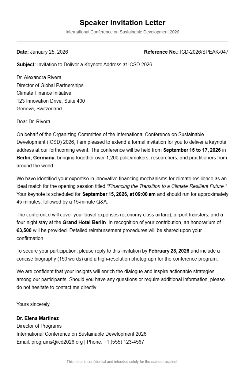 Speaker Invitation Letter Samples
