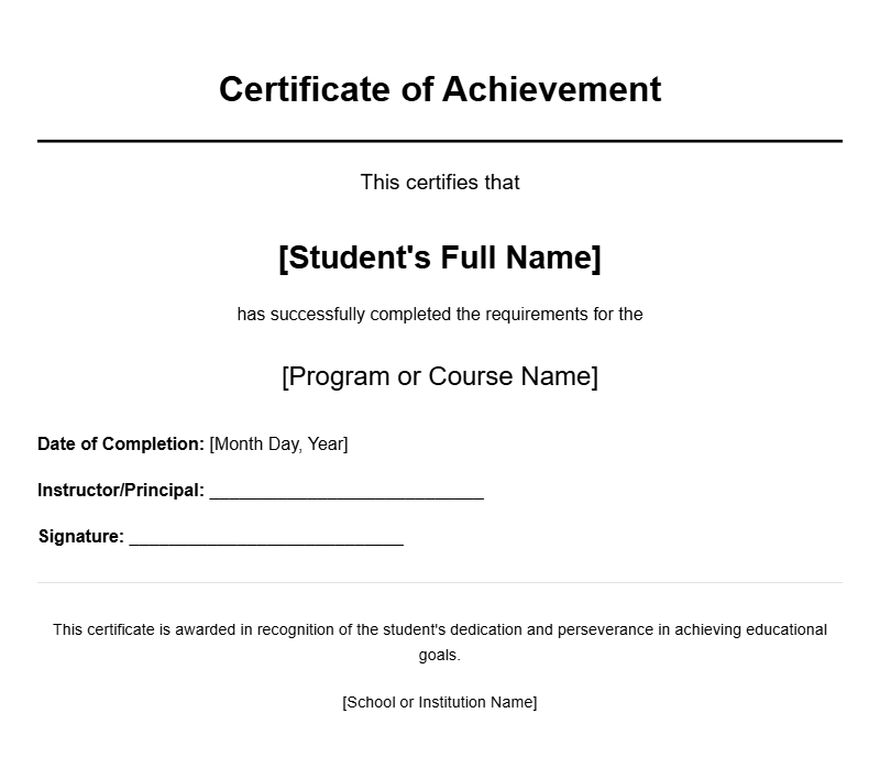 Certificate Templates for Special Education Students