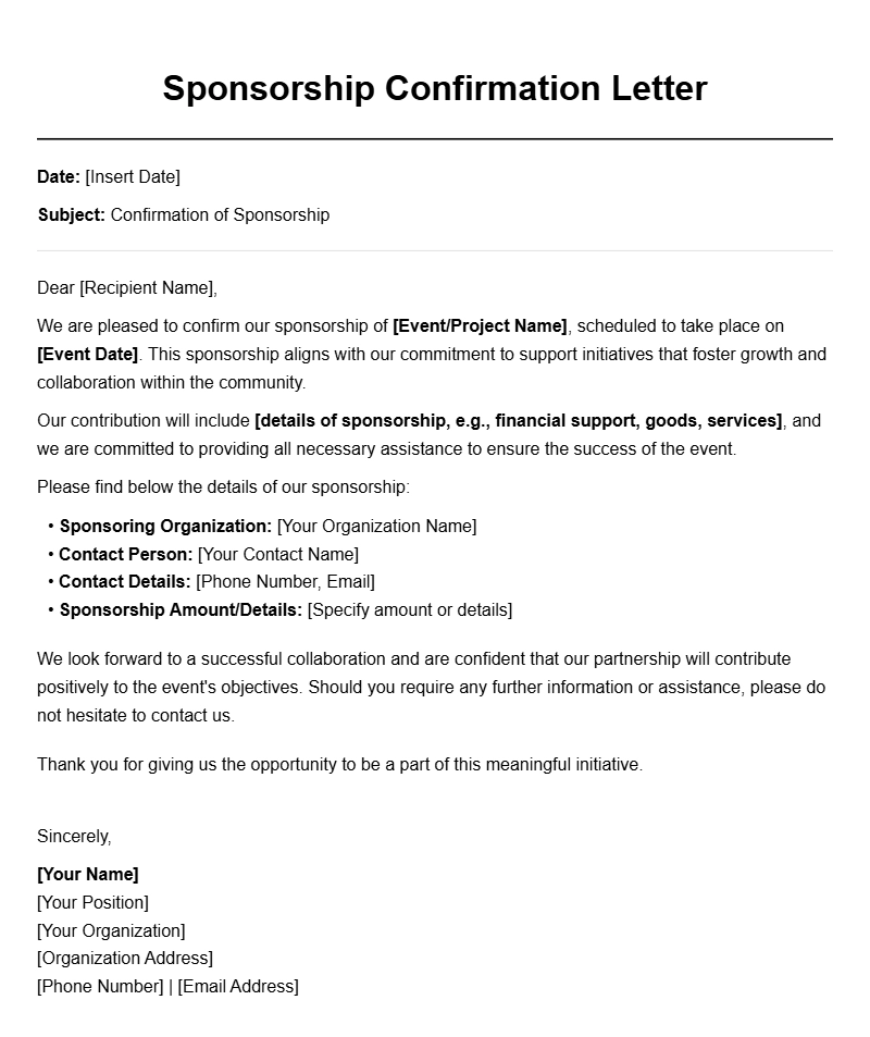 Effective Sponsorship Confirmation Letter Templates for Your Needs