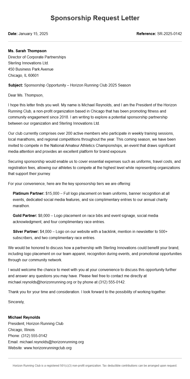 Sponsorship Request Letter Samples