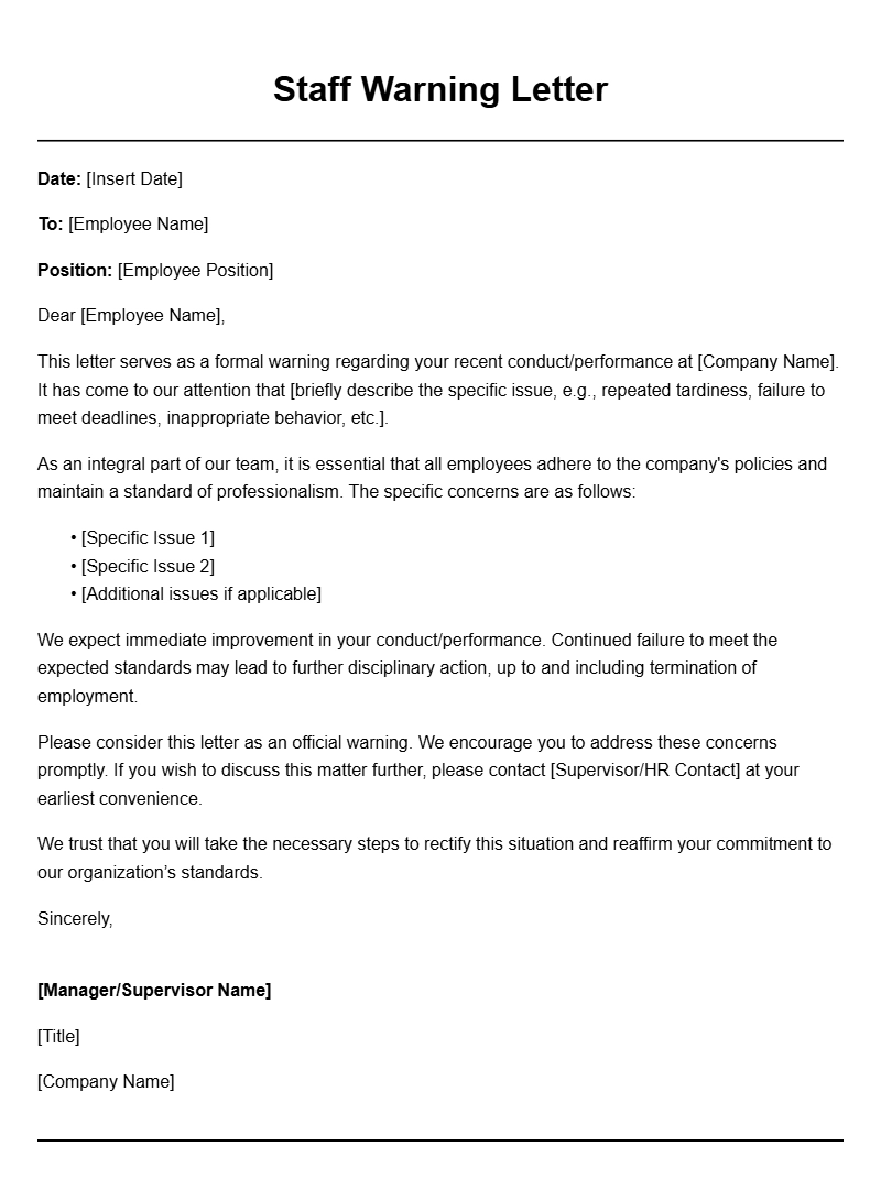 Effective Staff Warning Letter Templates for Employers