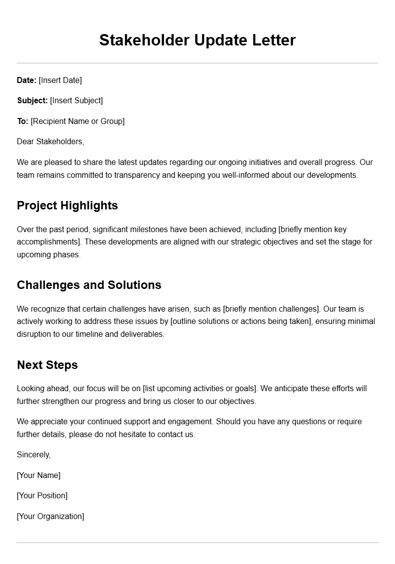 Effective Stakeholder Update Letter Templates for Clear Communication