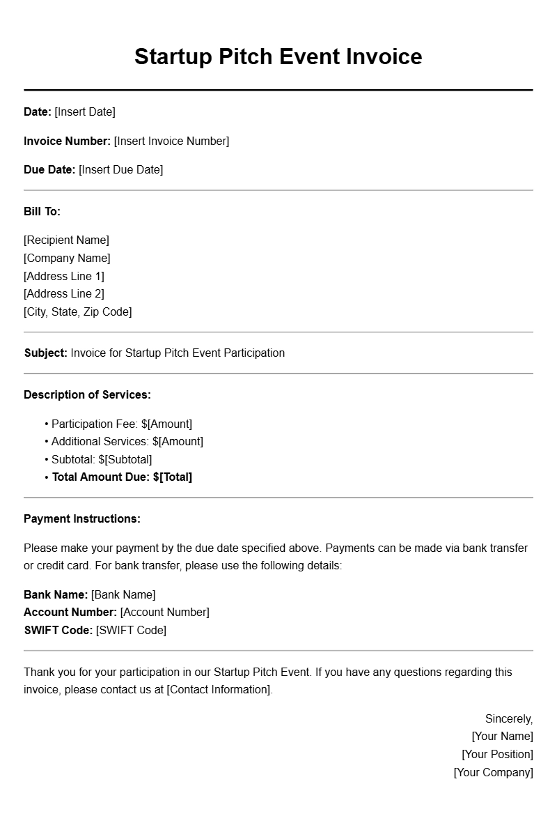 Essential Invoice Templates for Startup Pitch Events