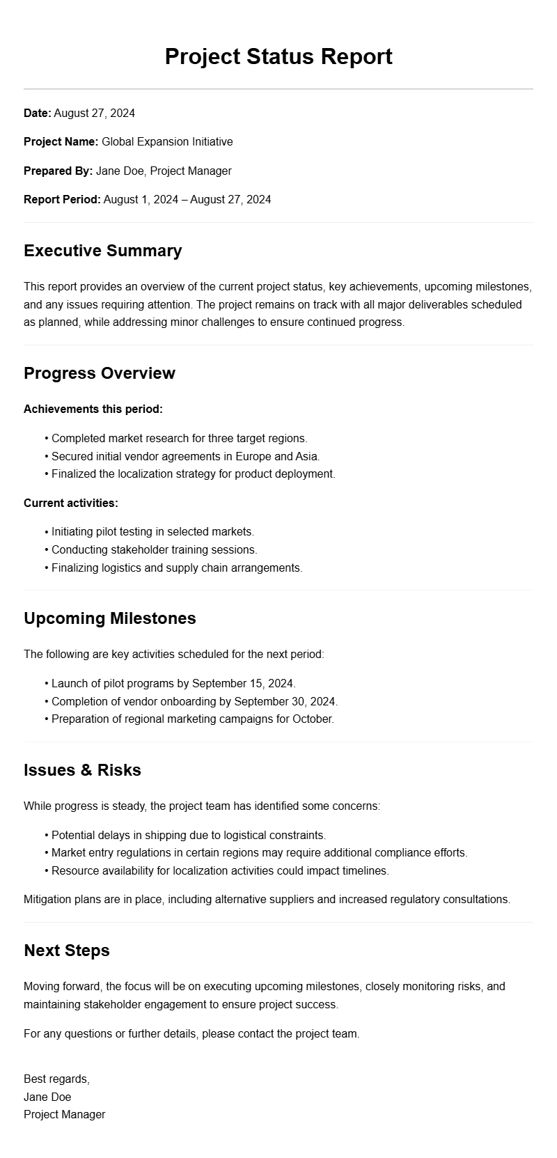 Effective Status Report Letter Templates for Professionals