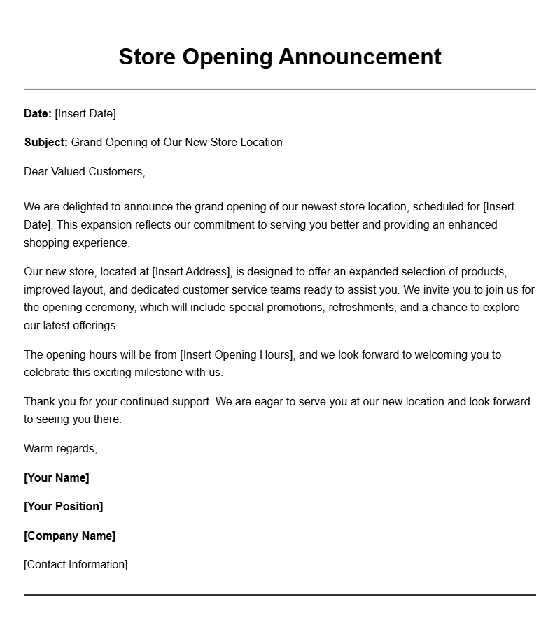 Store Opening Letter Templates for a Successful Launch