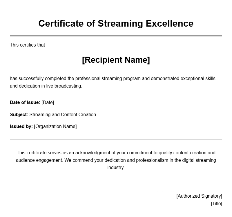 Streamers Certificate Samples for Recognizing Excellence