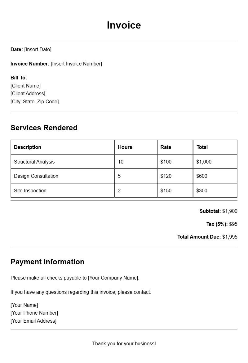 Essential Structural Engineer Invoice Templates for Your Business
